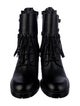 Valentino Leather Fringe Trim Accent Combat Boots