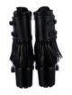 Valentino Leather Fringe Trim Accent Combat Boots