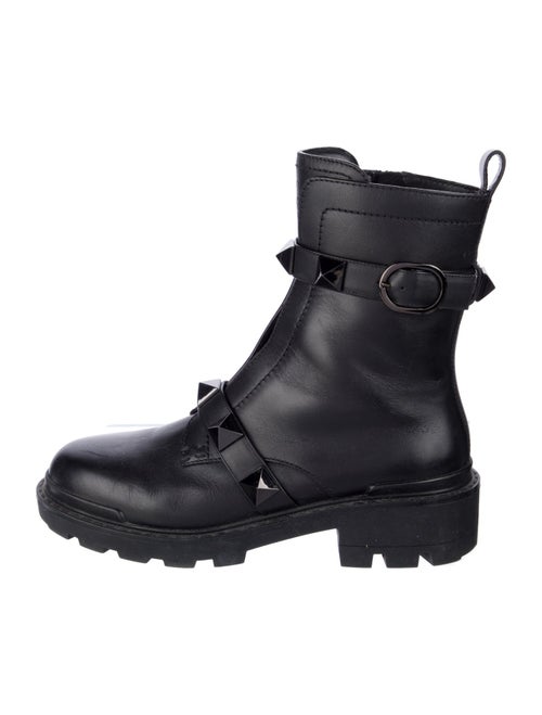 Valentino Rockstud Accents Leather Combat Boots