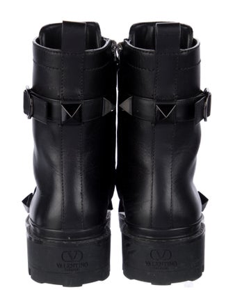 Valentino Rockstud Accents Leather Combat Boots