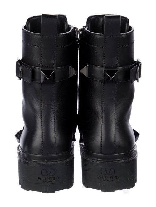 Valentino Rockstud Accents Leather Combat Boots