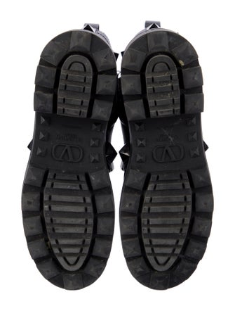 Valentino Rockstud Accents Leather Combat Boots