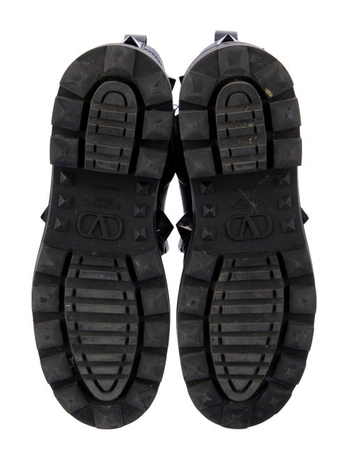 Valentino Rockstud Accents Leather Combat Boots