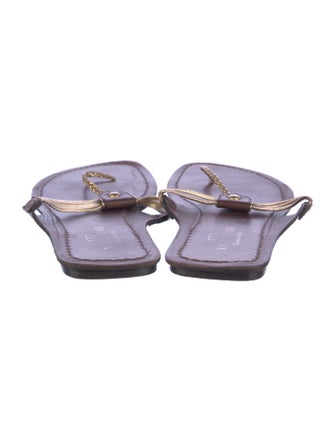 Valentino Leather T-Strap Sandals