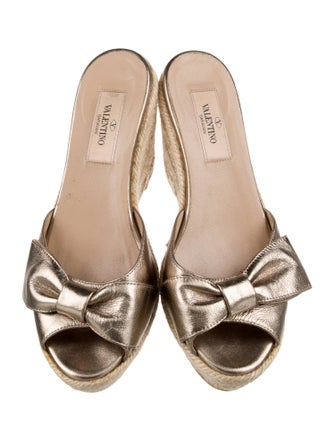 Valentino Leather Bow Accents Espadrilles