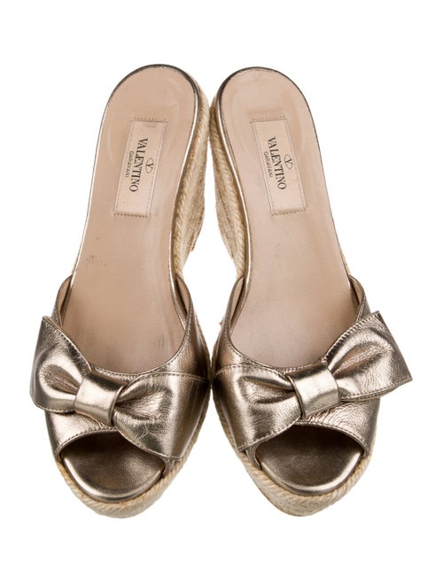 Valentino Leather Bow Accents Espadrilles