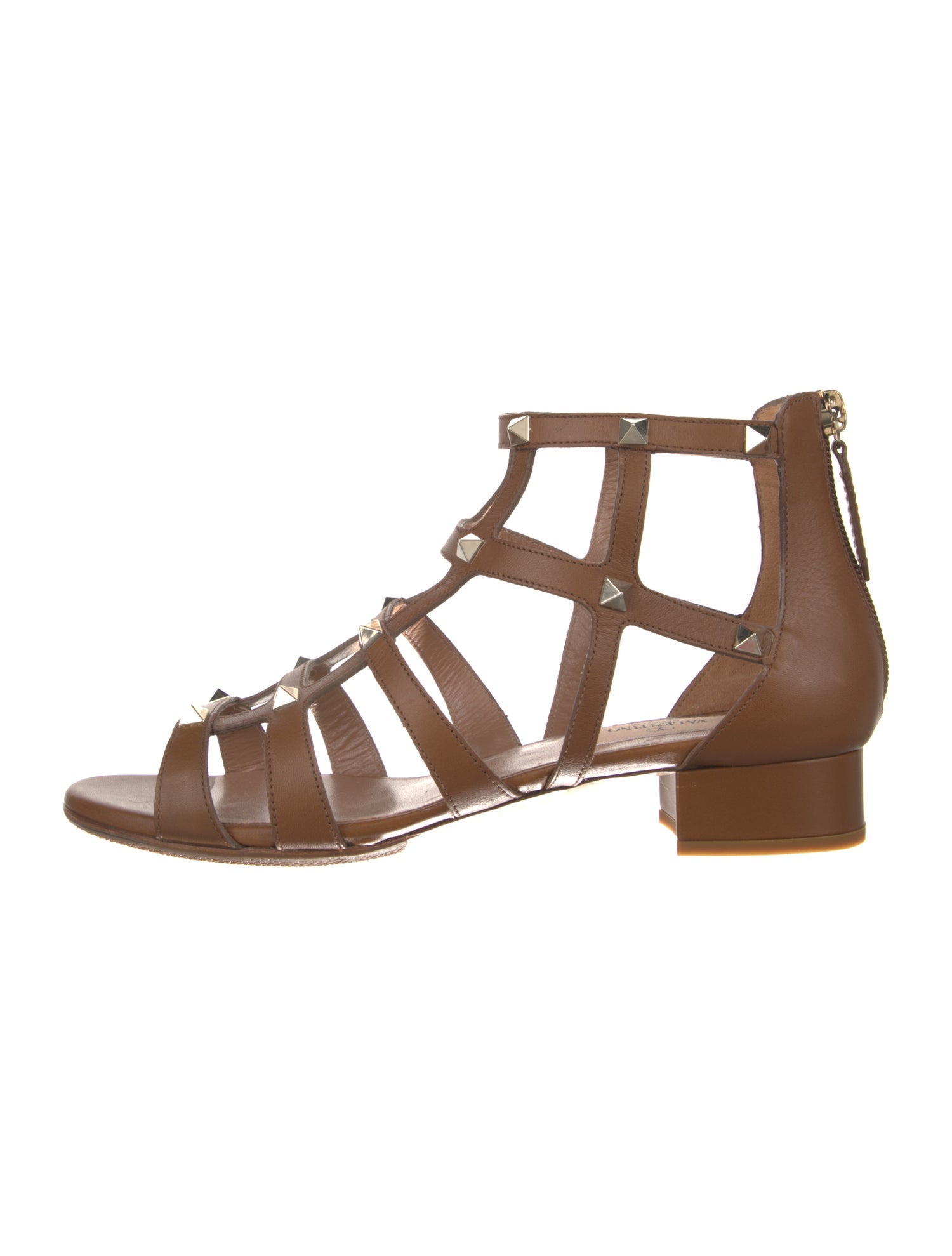 Valentino Rockstud Accents Leather Gladiator Sandals