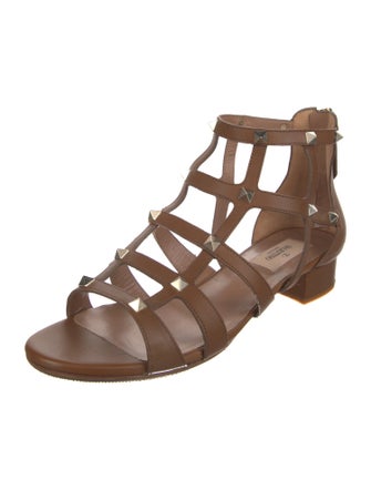 Valentino Rockstud Accents Leather Gladiator Sandals