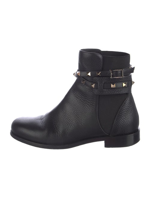 Valentino Rockstud Accents Leather Moto Boots