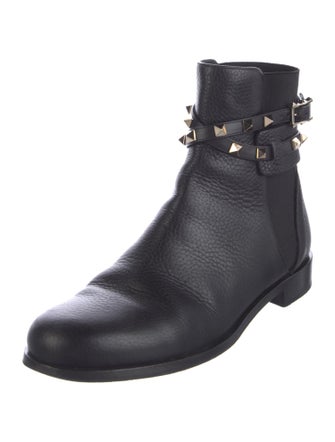 Valentino Rockstud Accents Leather Moto Boots