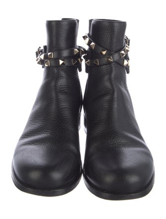 Valentino Rockstud Accents Leather Moto Boots