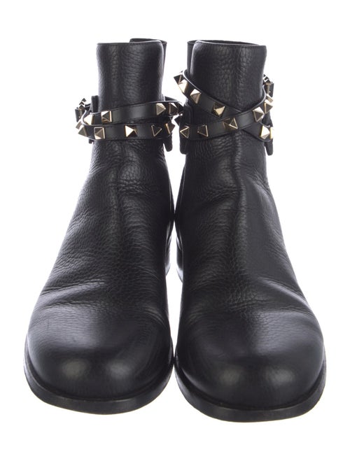 Valentino Rockstud Accents Leather Moto Boots