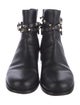 Valentino Rockstud Accents Leather Moto Boots