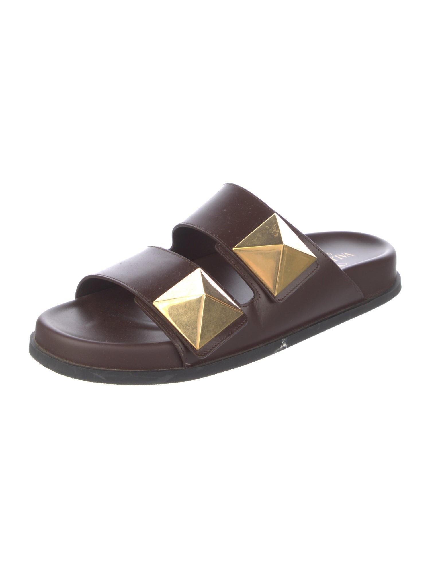Valentino Rockstud Accents Leather Slides