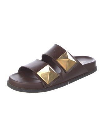 Valentino Rockstud Accents Leather Slides