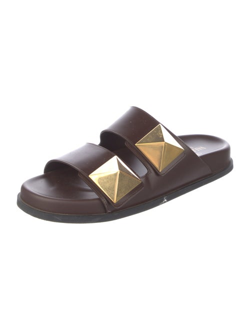 Valentino Rockstud Accents Leather Slides