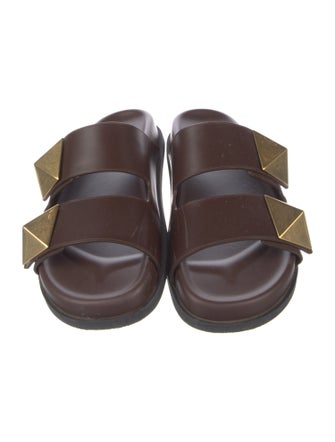Valentino Rockstud Accents Leather Slides