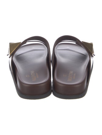 Valentino Rockstud Accents Leather Slides
