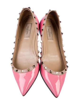 Valentino Rockstud Accents Patent Leather Ballet Flats