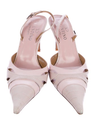 Valentino Rockstud Accents Leather Slingback Pumps