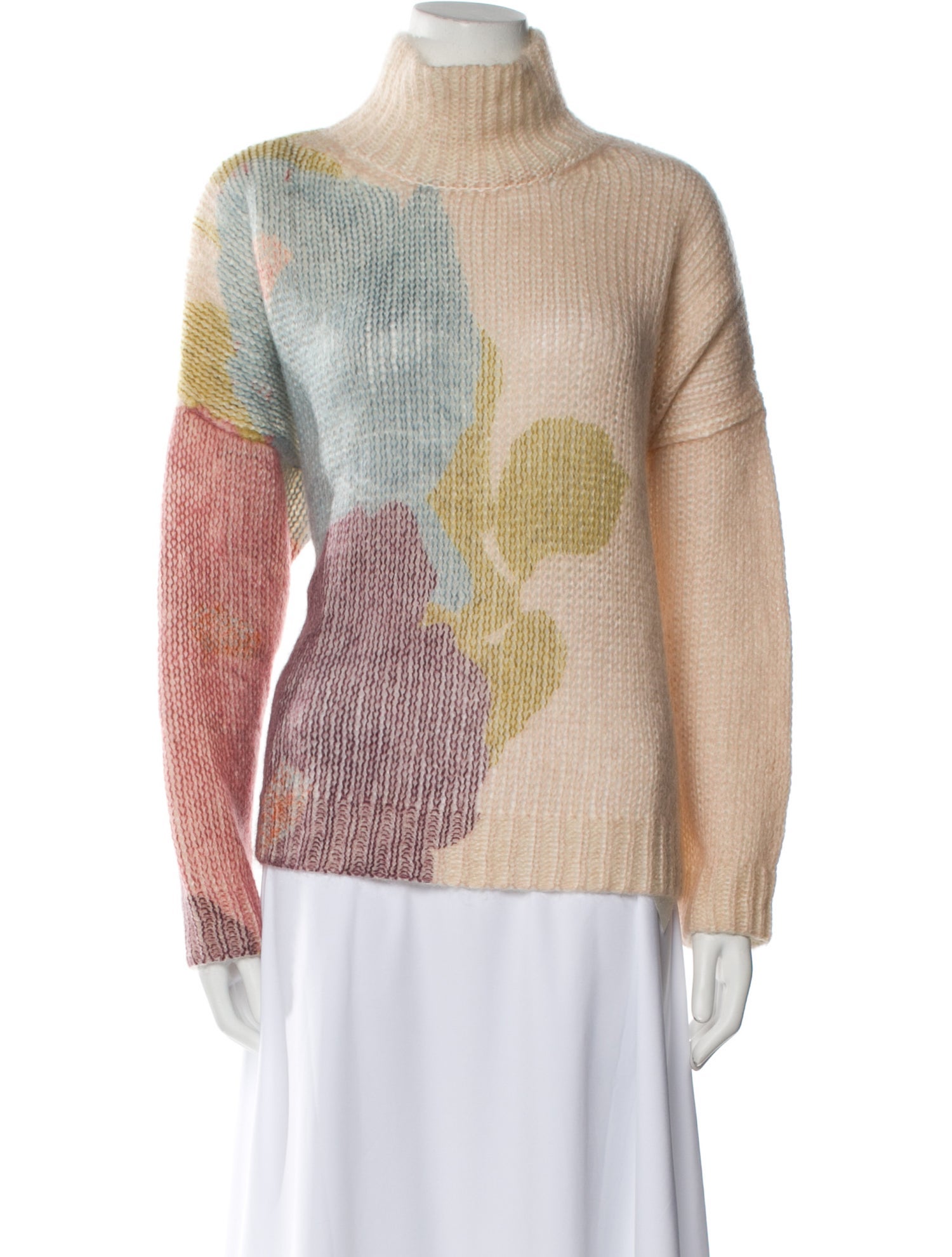 Valentino Mohair Colorblock Pattern Sweater