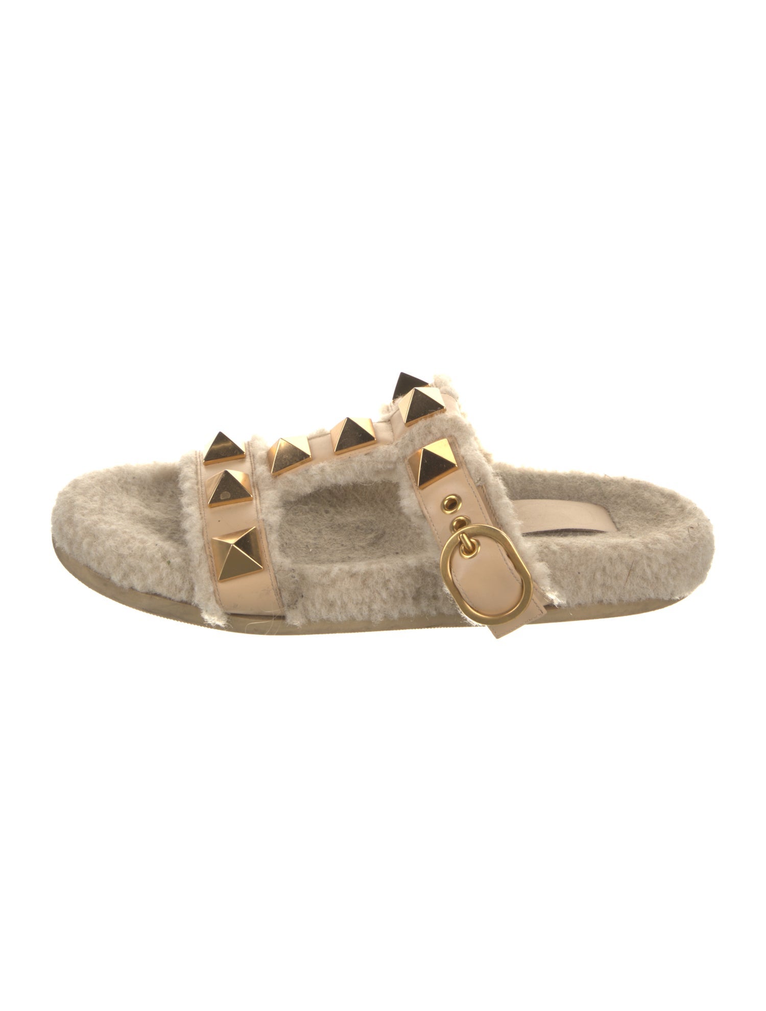 Valentino Rockstud Accents Shearling Espadrilles