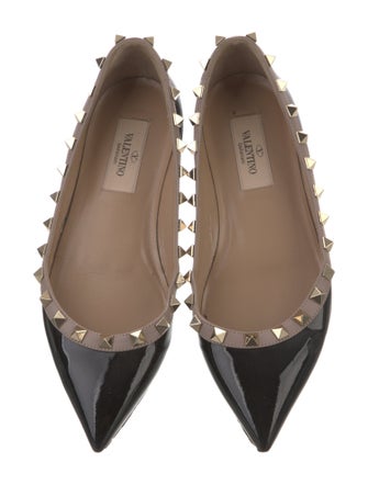 Valentino Patent Leather Studded Accents Ballet Flats