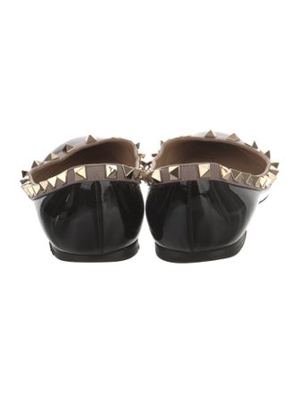 Valentino Patent Leather Studded Accents Ballet Flats