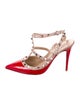 Valentino Rockstud Accents Patent Leather T-Strap Pumps