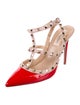 Valentino Rockstud Accents Patent Leather T-Strap Pumps