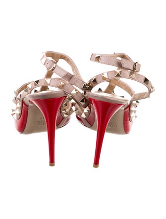 Valentino Rockstud Accents Patent Leather T-Strap Pumps