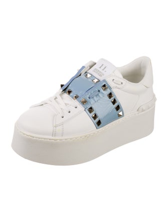 Valentino Rockstud Accents Leather Sneakers