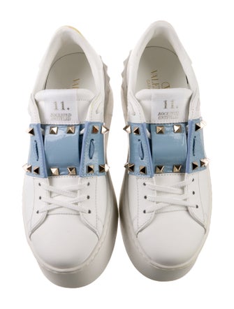 Valentino Rockstud Accents Leather Sneakers