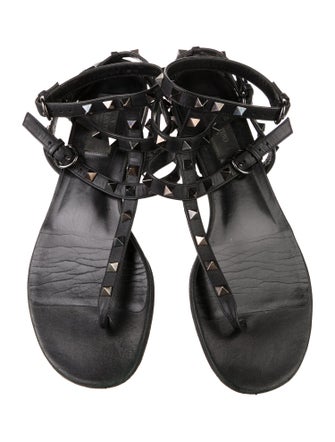Valentino Rockstud Accents Leather Gladiator Sandals