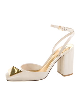 Valentino Rockstud Accents Patent Leather Slingback Pumps