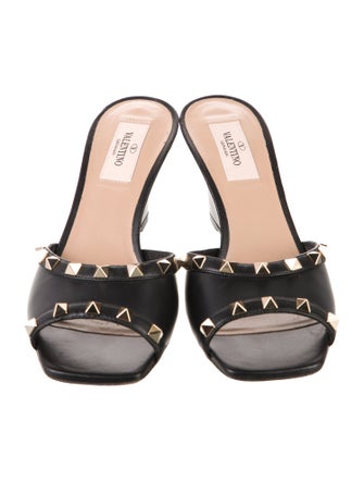 Valentino Rockstud Accents Leather Slides