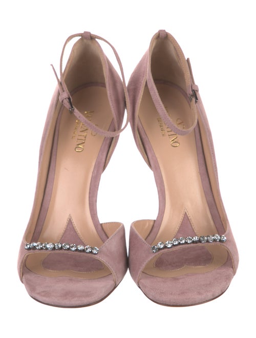 Valentino Suede Crystal Embellishments Sandals