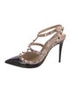 Valentino Rockstud Accents Patent Leather T-Strap Pumps