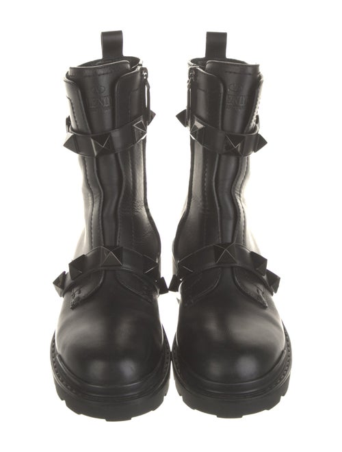 Valentino Rockstud Accents Leather Combat Boots