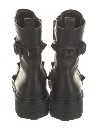 Valentino Rockstud Accents Leather Combat Boots