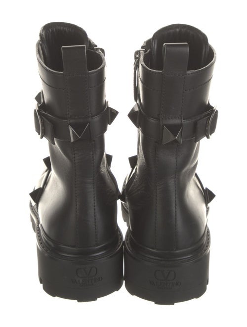 Valentino Rockstud Accents Leather Combat Boots