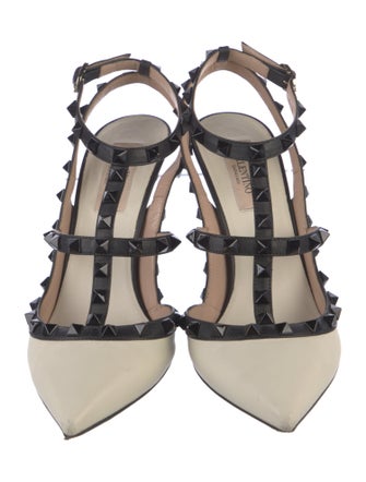 Valentino Rockstud Accents Leather T-Strap Pumps