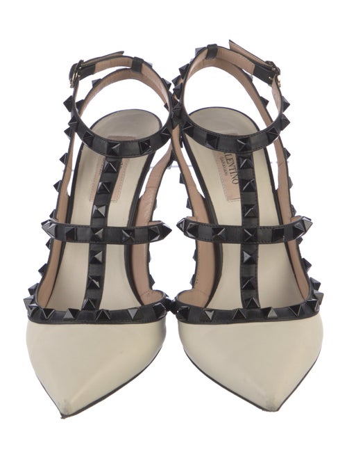 Valentino Rockstud Accents Leather T-Strap Pumps