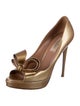 Valentino Patent Leather Bow Accents Slingback Sandals
