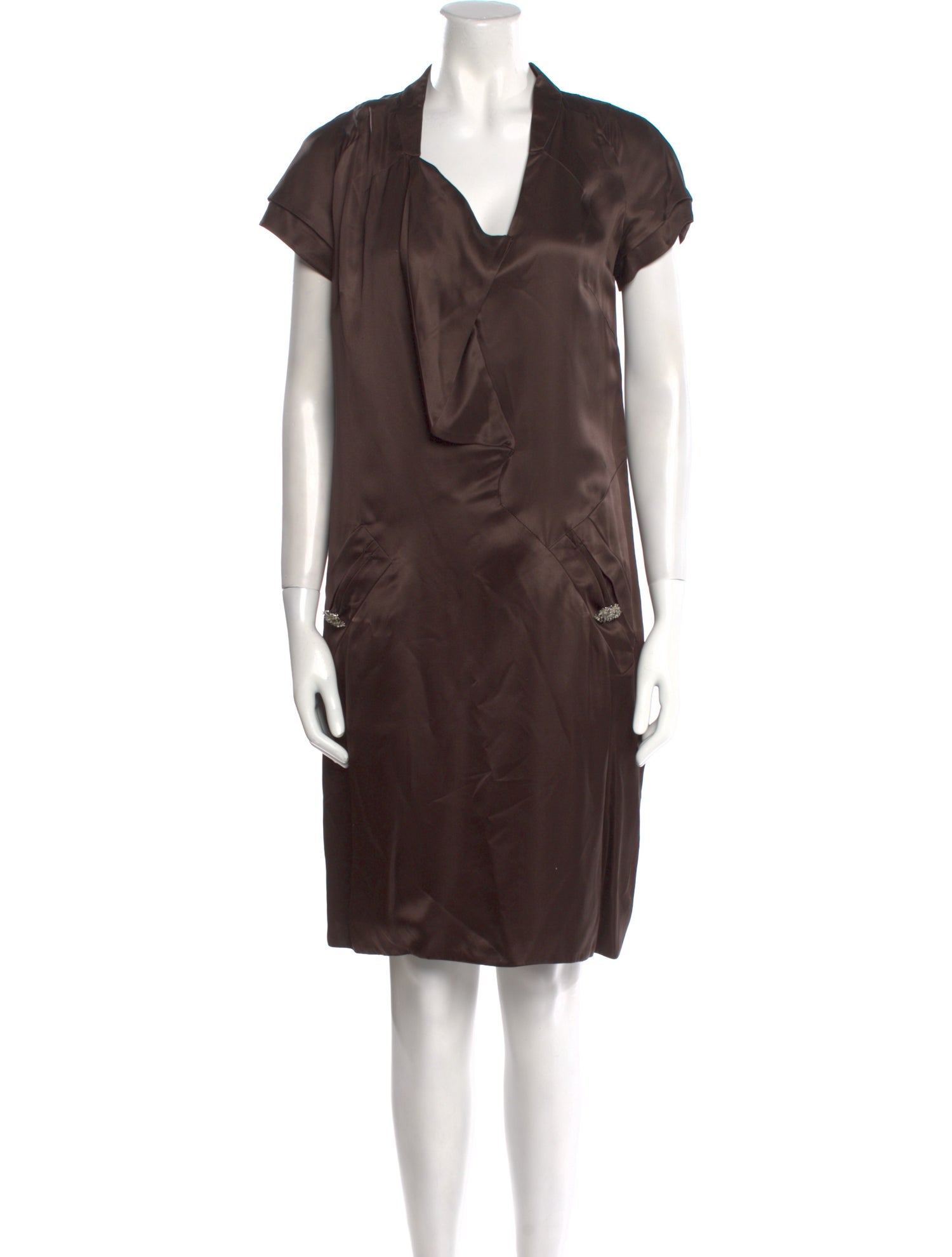 Valentino Cowl Neck Knee-Length Dress