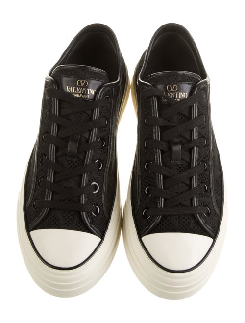 Valentino Leather Colorblock Pattern Sneakers