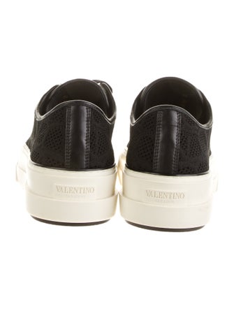 Valentino Leather Colorblock Pattern Sneakers