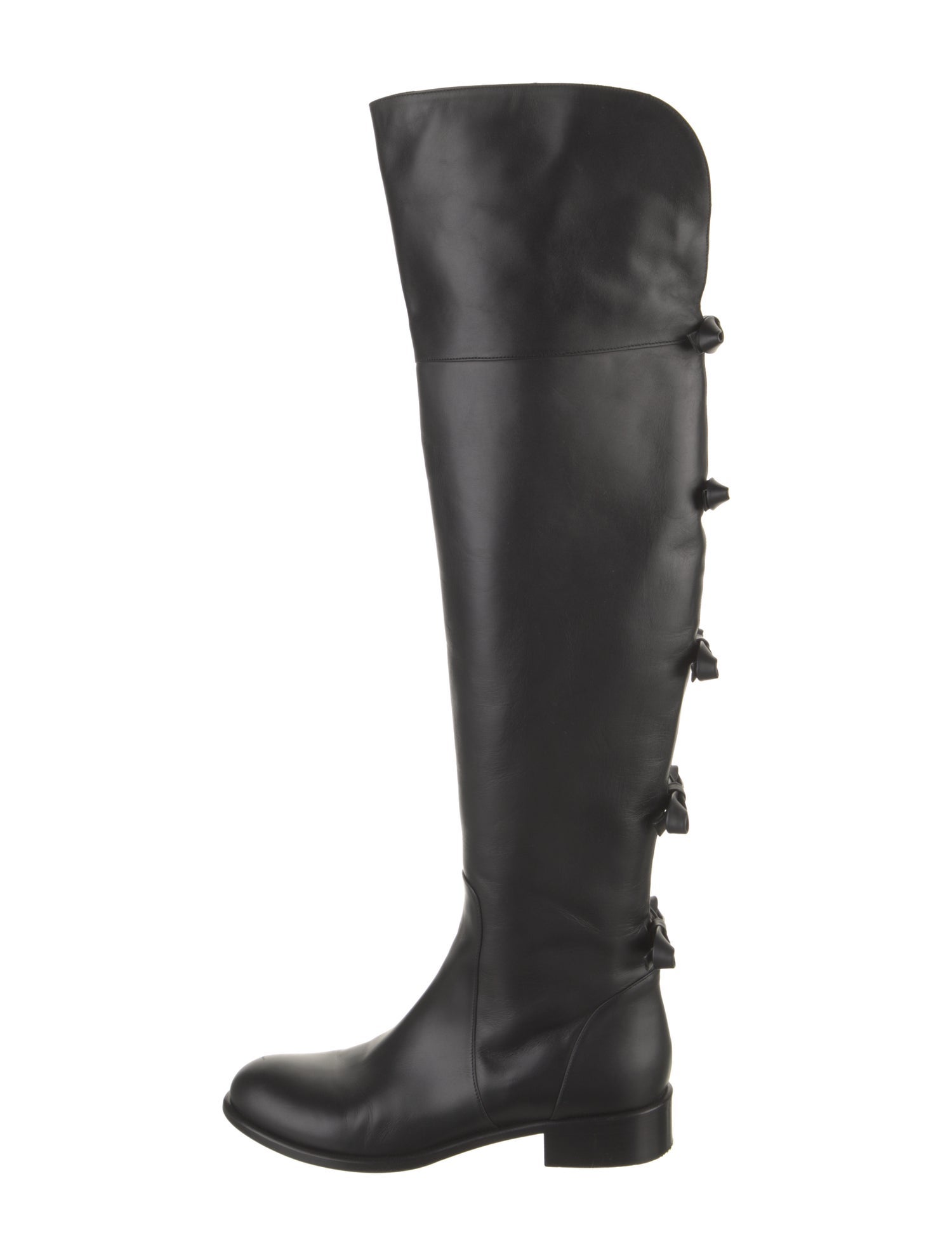 Valentino Leather Bow Accents Lace-Up Boots