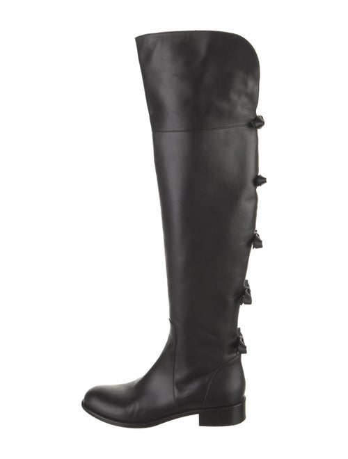 Valentino Leather Bow Accents Lace-Up Boots
