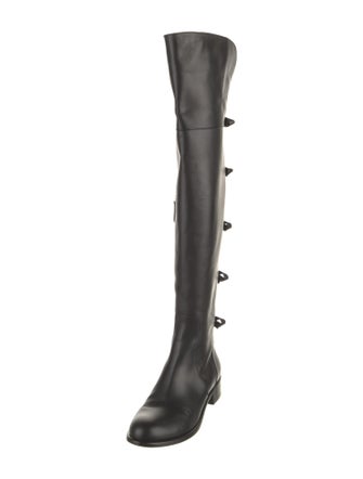 Valentino Leather Bow Accents Lace-Up Boots